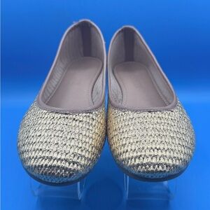 Steve Madden “Merlot” Gold Raffia Flats